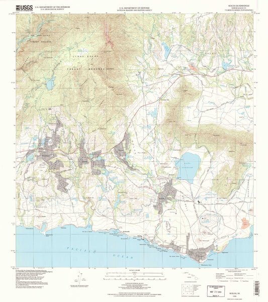 Classic USGS Koloa Hawaii 7.5'x7.5' Topo Map Image