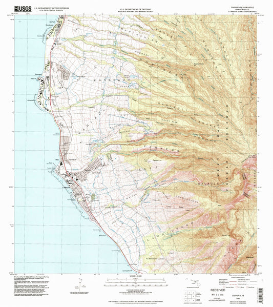 Classic USGS Lahaina Hawaii 7.5'x7.5' Topo Map Image