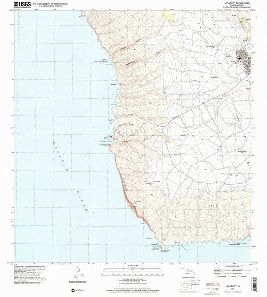 Classic USGS Lanai City Hawaii 7.5'x7.5' Topo Map Image