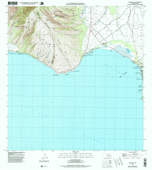 Classic USGS Maalaea Hawaii 7.5'x7.5' Topo Map Image