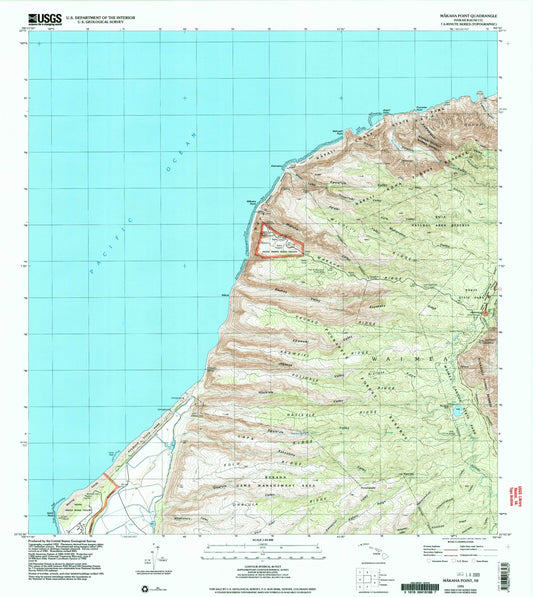 Classic USGS Makaha Point Hawaii 7.5'x7.5' Topo Map Image
