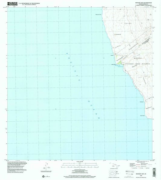 Classic USGS Manuka Bay Hawaii 7.5'x7.5' Topo Map Image