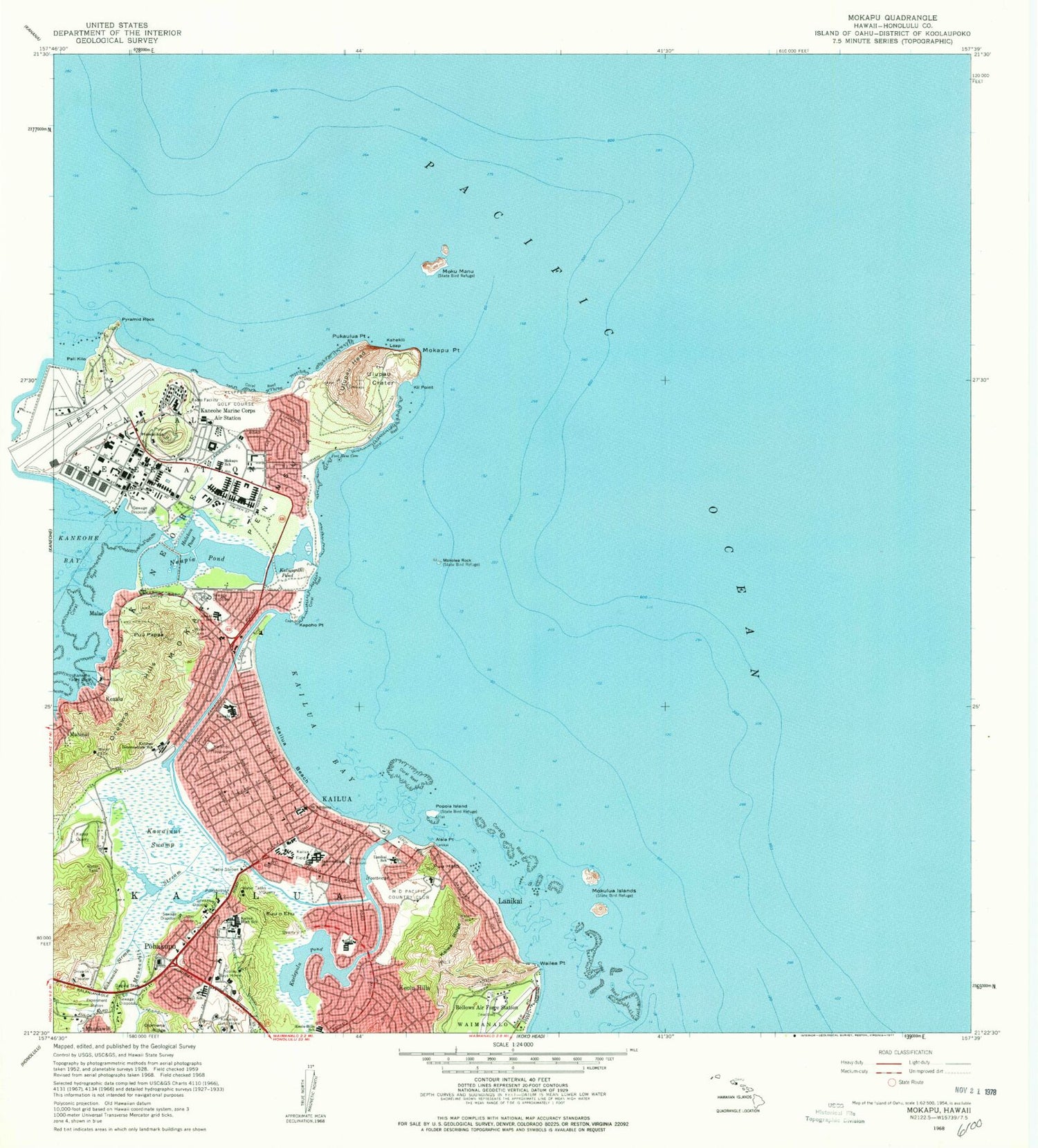 Classic USGS Mokapu Point Hawaii 7.5'x7.5' Topo Map Image