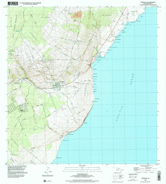 Classic USGS Naalehu Hawaii 7.5'x7.5' Topo Map Image
