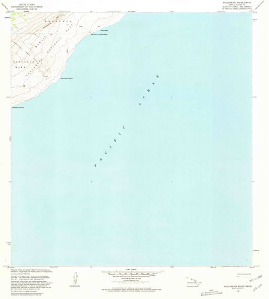 Classic USGS Naliikakani Point Hawaii 7.5'x7.5' Topo Map Image