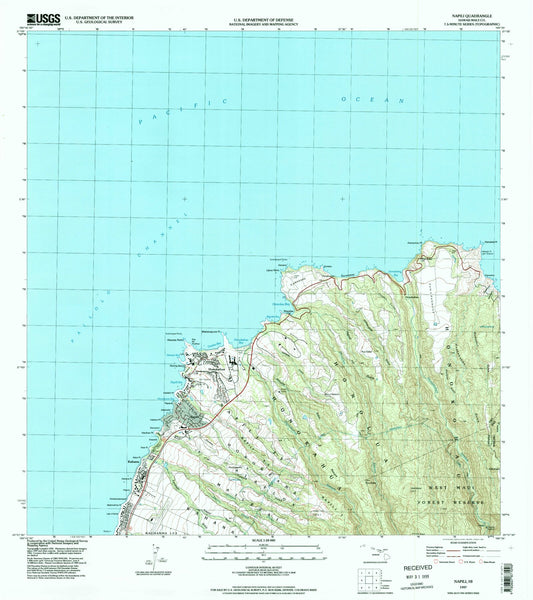 Classic USGS Napili Hawaii 7.5'x7.5' Topo Map Image
