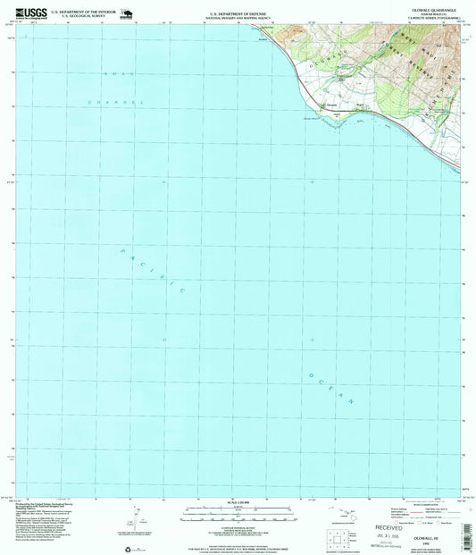 Classic USGS Olowalu Hawaii 7.5'x7.5' Topo Map Image
