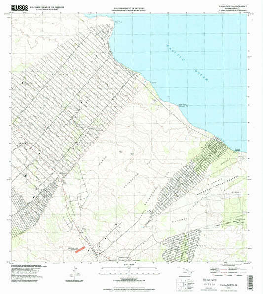 Classic USGS Pahoa North Hawaii 7.5'x7.5' Topo Map Image