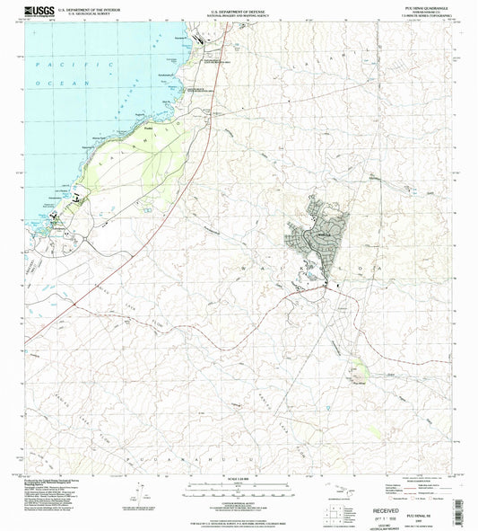 Classic USGS Puu Hinai Hawaii 7.5'x7.5' Topo Map Image