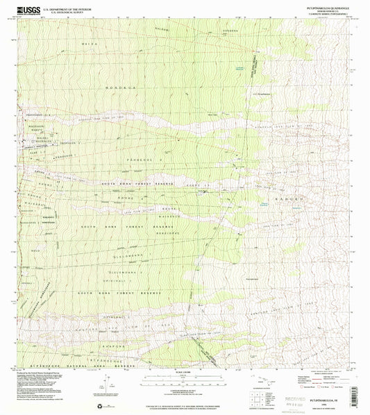 Classic USGS Puupohakuloa Hawaii 7.5'x7.5' Topo Map Image