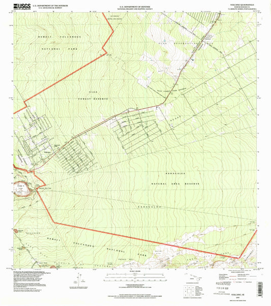 Classic USGS Volcano Hawaii 7.5'x7.5' Topo Map Image
