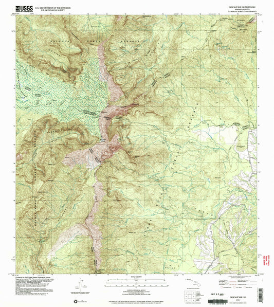 Classic USGS Waialeale Hawaii 7.5'x7.5' Topo Map Image