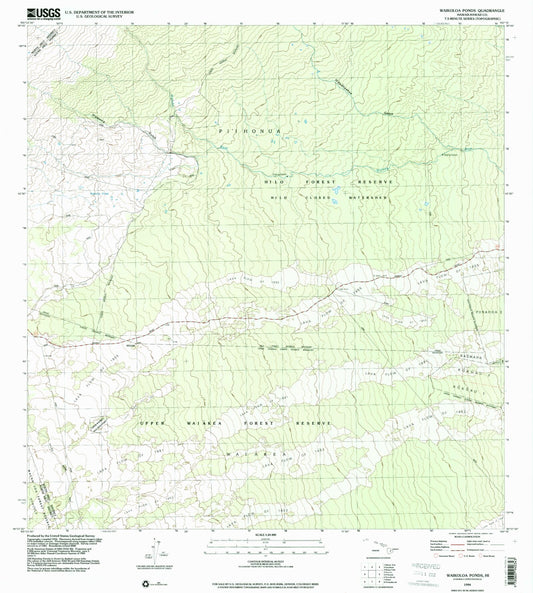 Classic USGS Waikoloa Ponds Hawaii 7.5'x7.5' Topo Map Image
