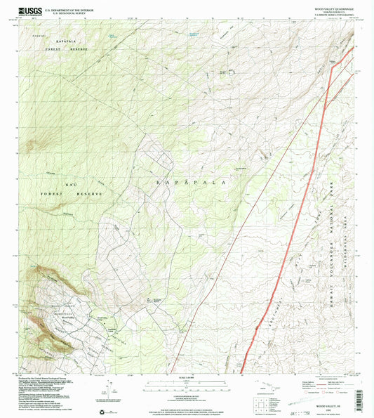 Classic USGS Wood Valley Hawaii 7.5'x7.5' Topo Map Image