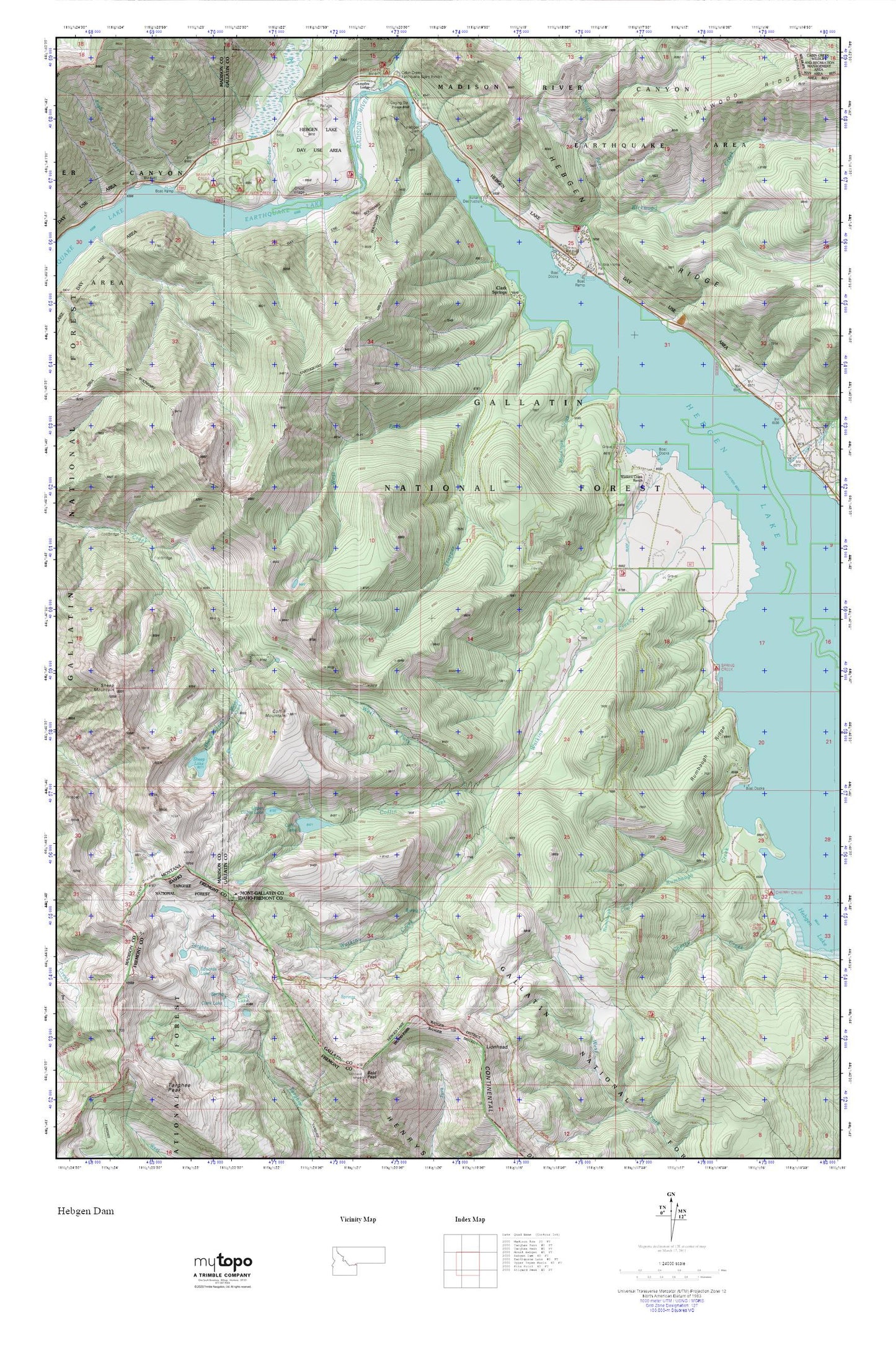 Hebgen Dam MyTopo Explorer Series Map Image
