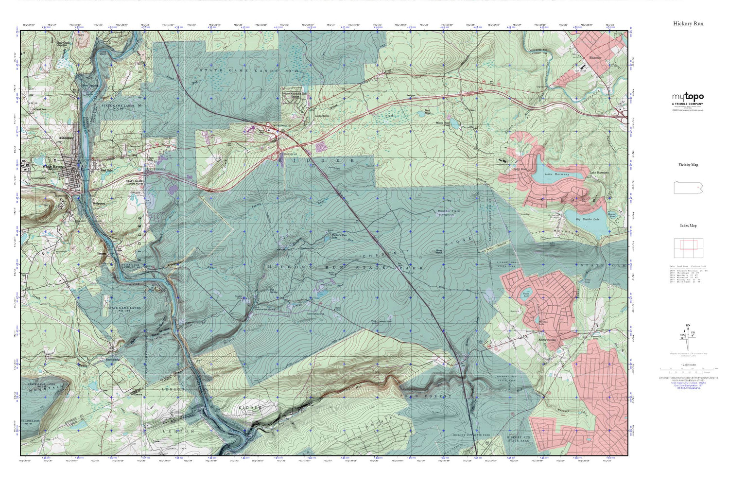 Hickory Run MyTopo Explorer Series Map Image