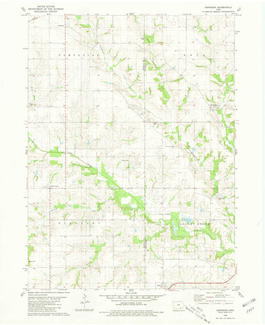 Classic USGS Abingdon Iowa 7.5'x7.5' Topo Map Image