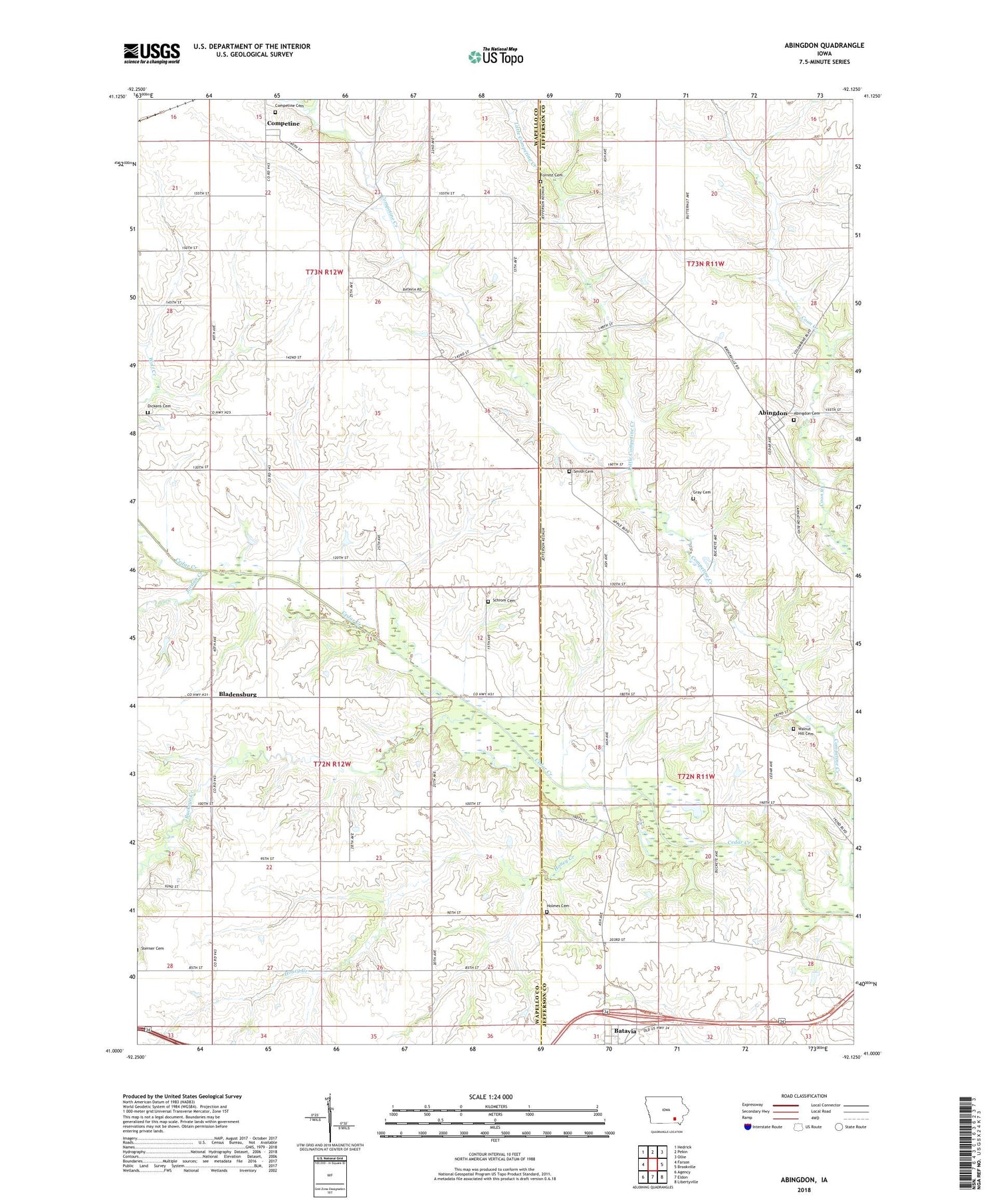 Abingdon Iowa US Topo Map Image