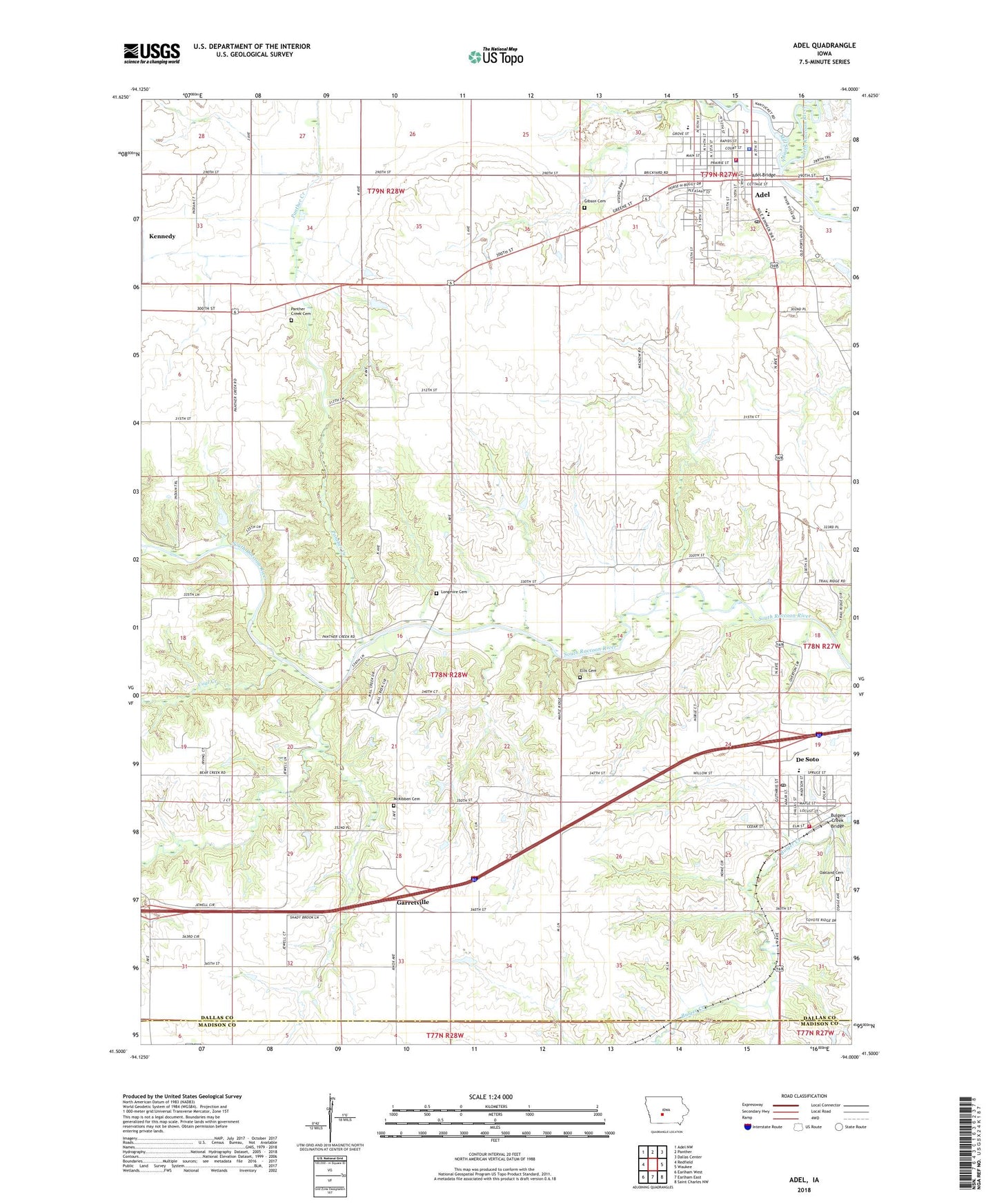 Adel Iowa US Topo Map Image