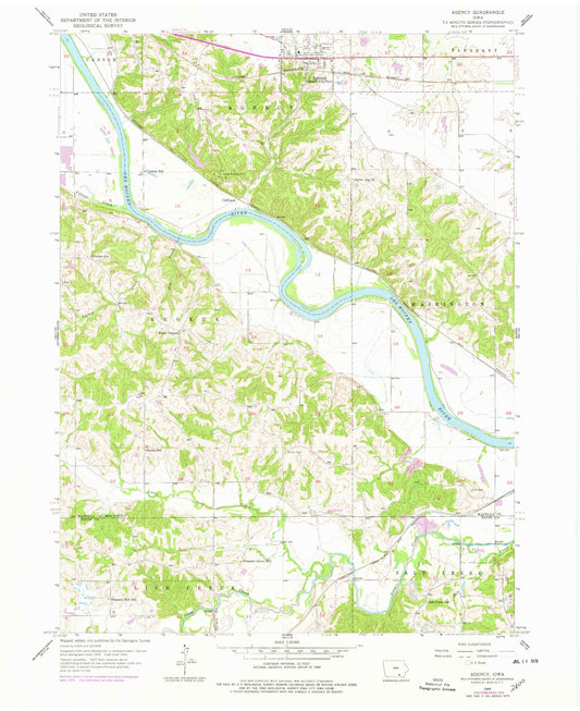 Classic USGS Agency Iowa 7.5'x7.5' Topo Map Image