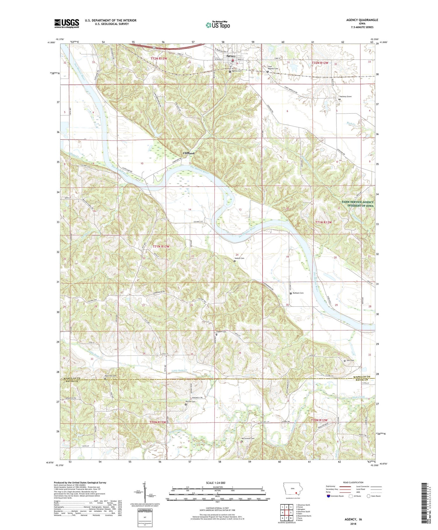 Agency Iowa US Topo Map Image