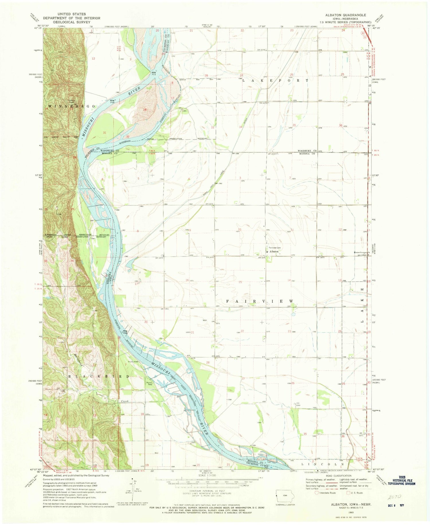 Classic USGS Albaton Iowa 7.5'x7.5' Topo Map Image