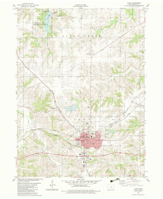 Classic USGS Albia Iowa 7.5'x7.5' Topo Map Image