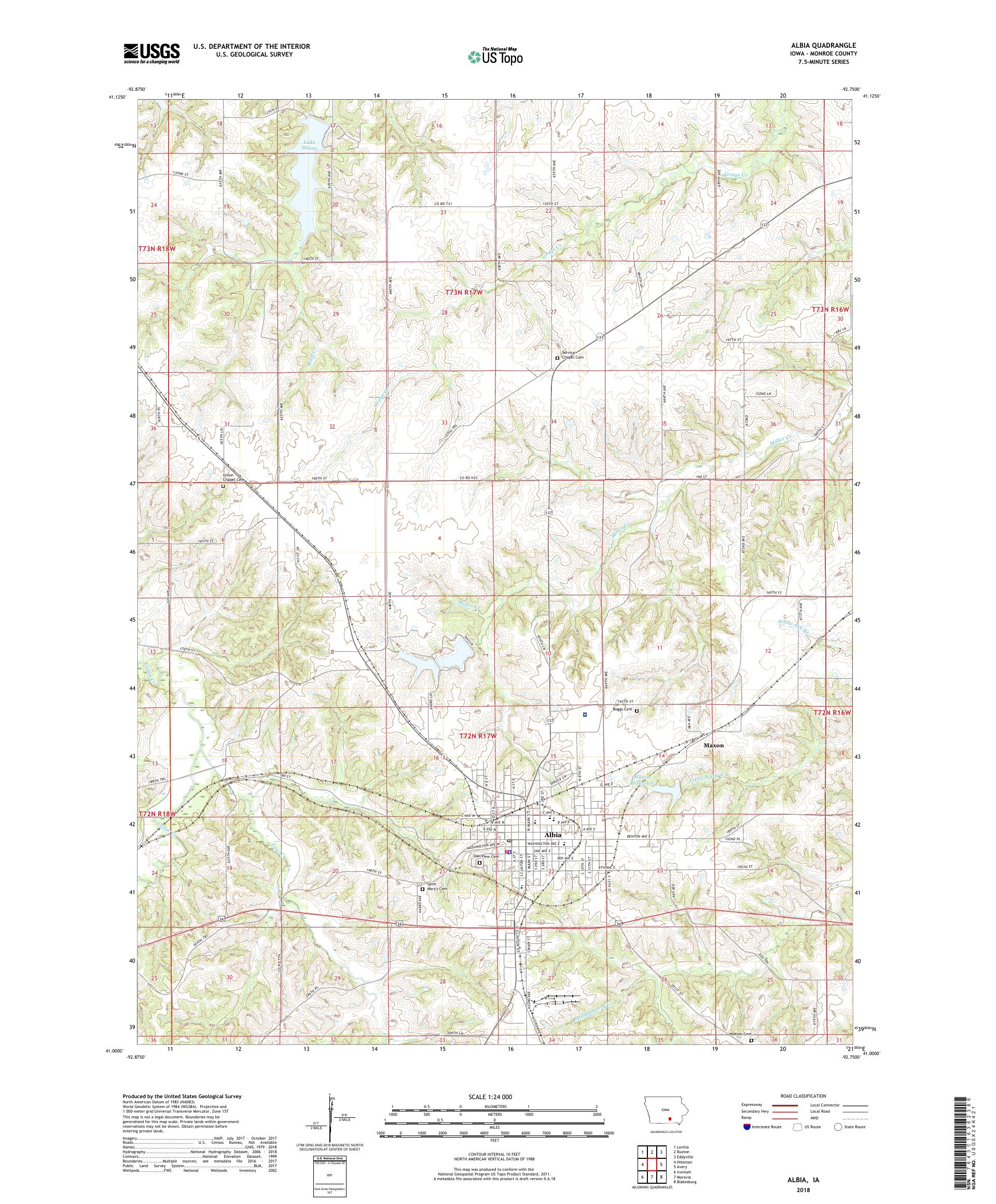 Albia Iowa US Topo Map – MyTopo Map Store