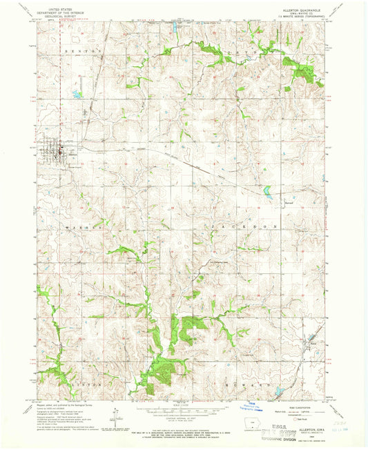Classic USGS Allerton Iowa 7.5'x7.5' Topo Map Image