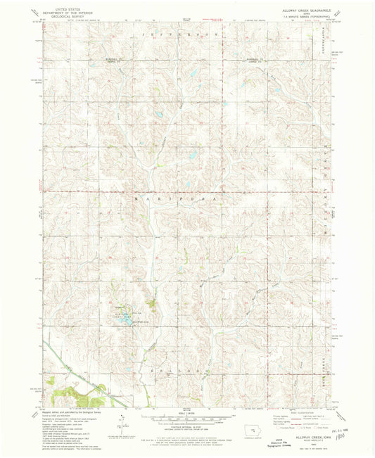 Classic USGS Alloway Creek Iowa 7.5'x7.5' Topo Map Image