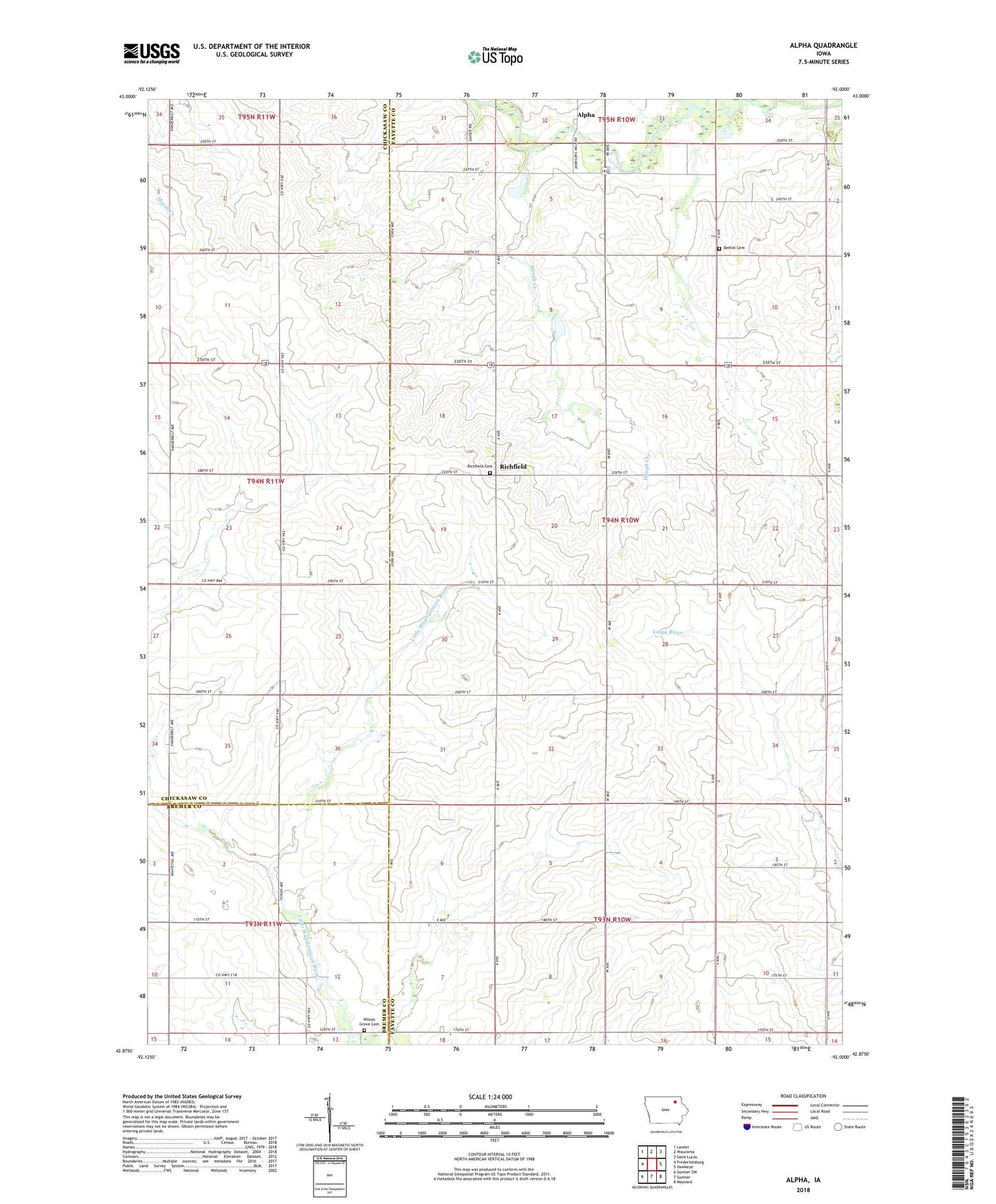 Alpha Iowa US Topo Map Image