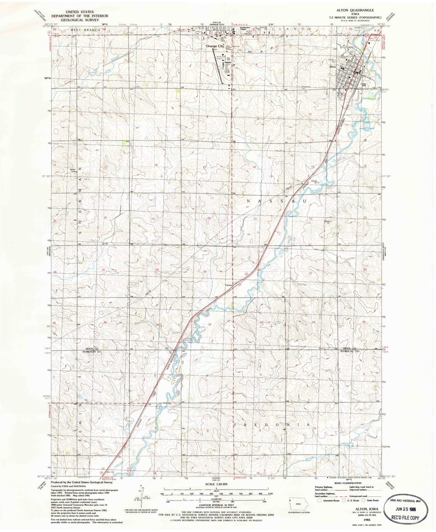 Classic USGS Alton Iowa 7.5'x7.5' Topo Map Image