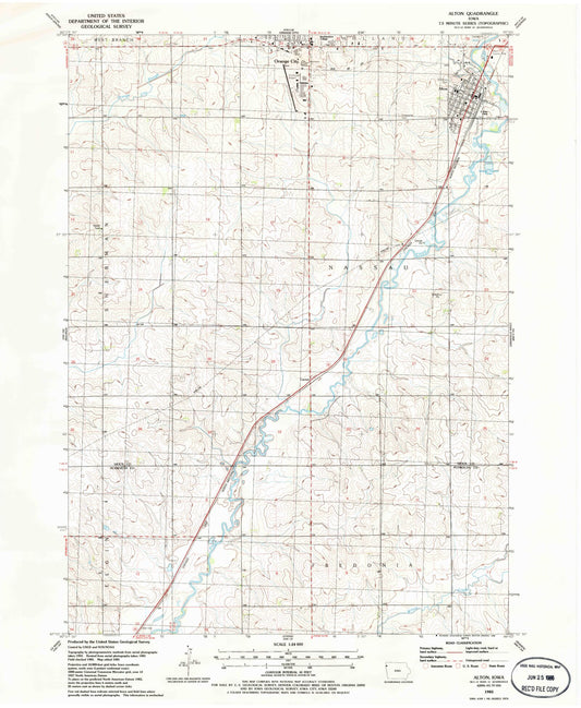 Classic USGS Alton Iowa 7.5'x7.5' Topo Map Image