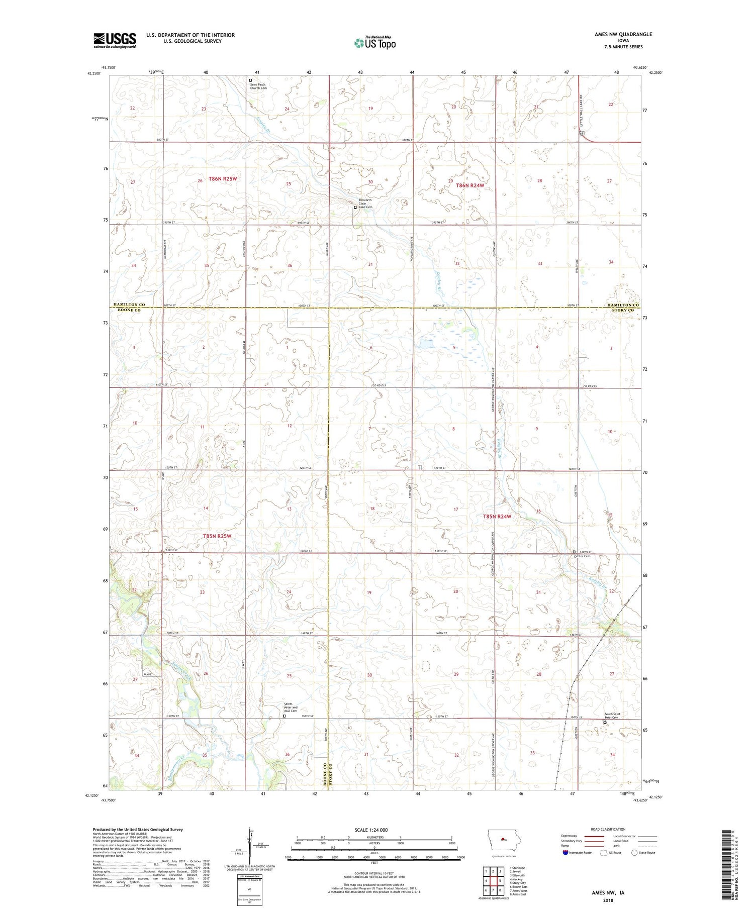 Ames NW Iowa US Topo Map Image