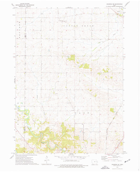 Classic USGS Anamosa NE Iowa 7.5'x7.5' Topo Map Image
