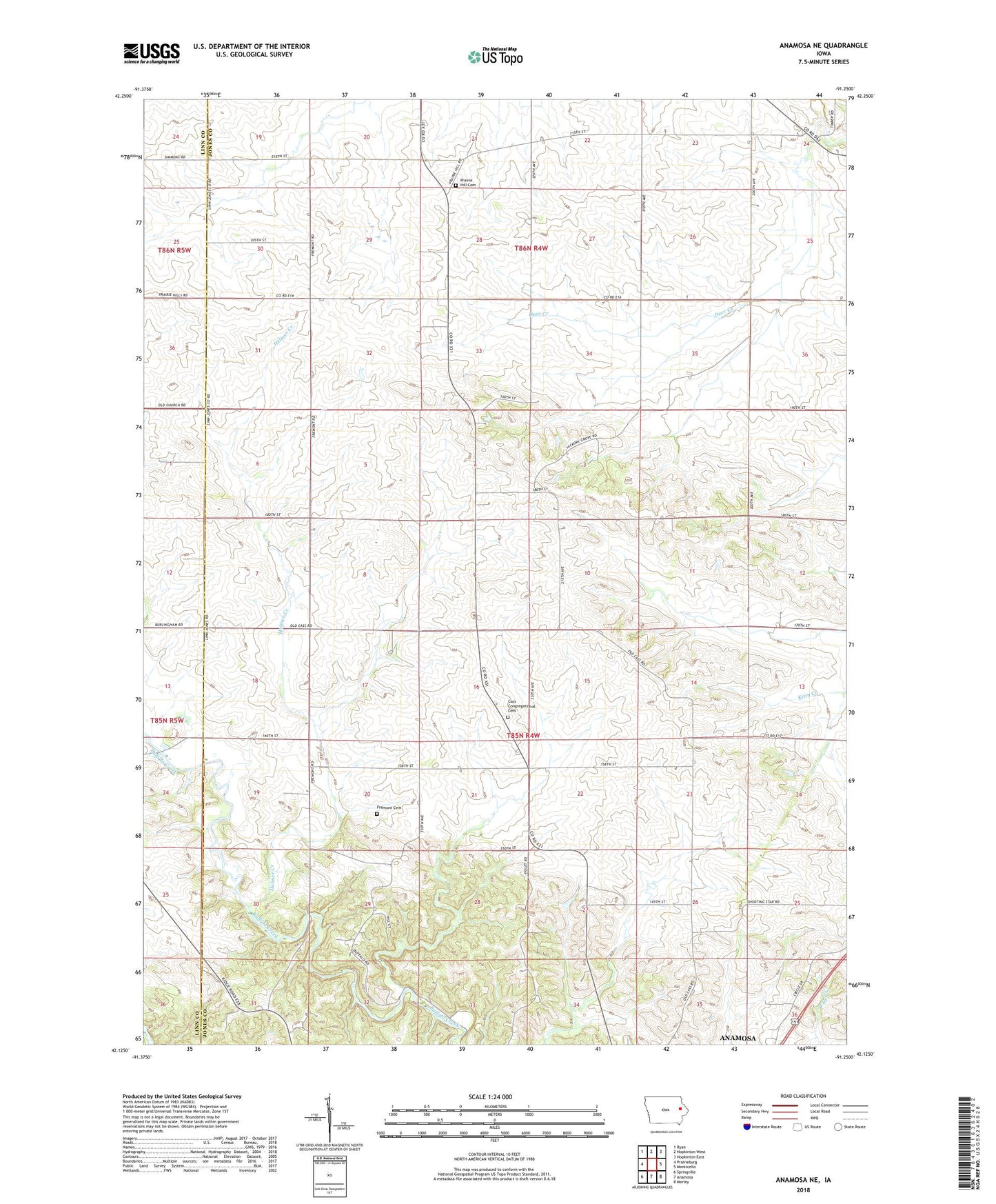 Anamosa NE Iowa US Topo Map Image