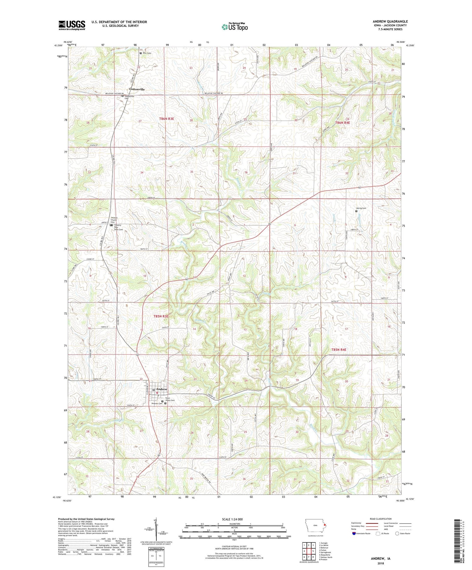 Andrew Iowa US Topo Map Image