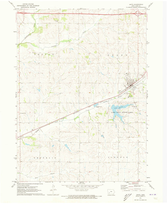 Classic USGS Anita Iowa 7.5'x7.5' Topo Map Image
