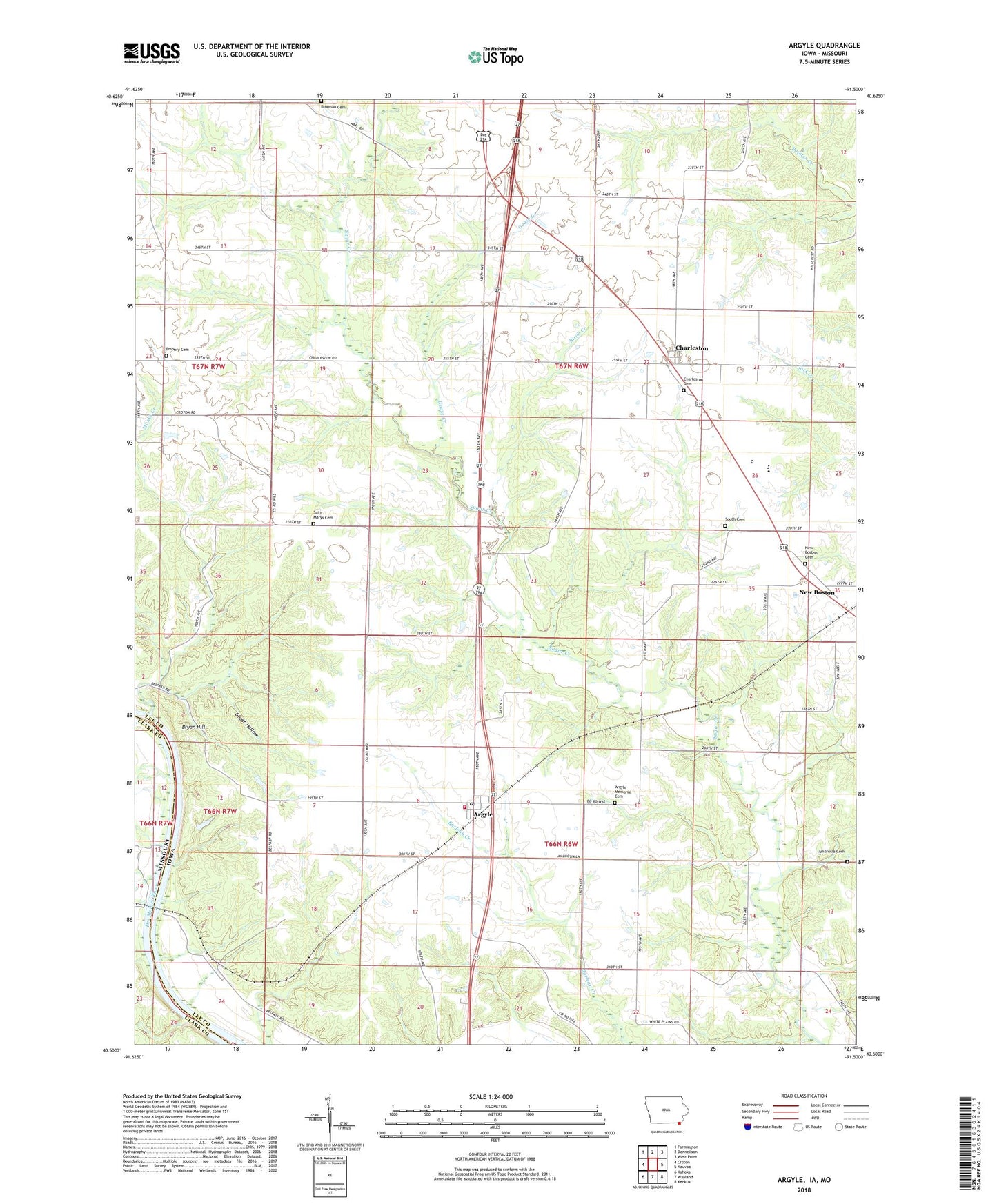 Argyle Iowa US Topo Map Image