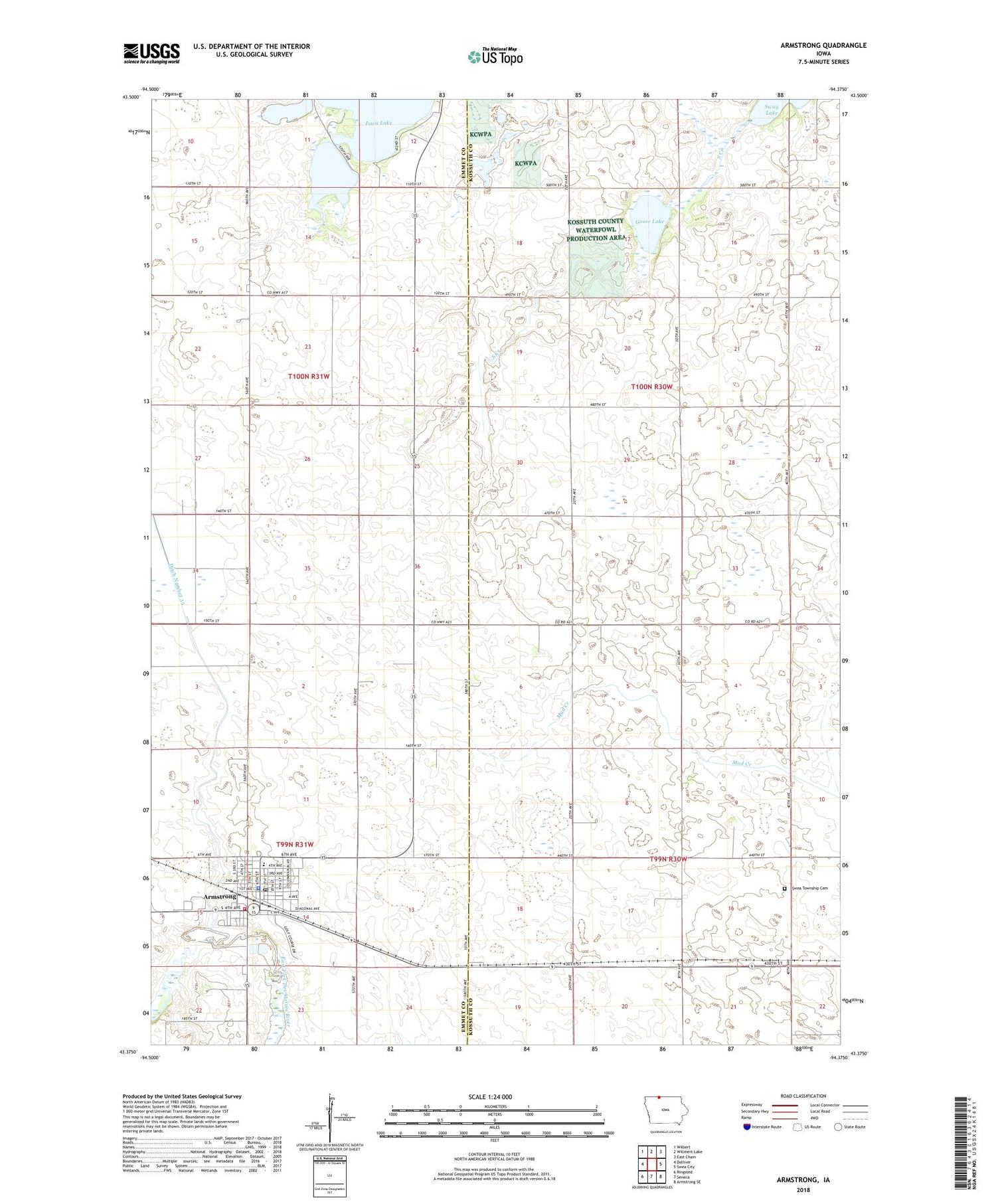 Armstrong Iowa US Topo Map Image