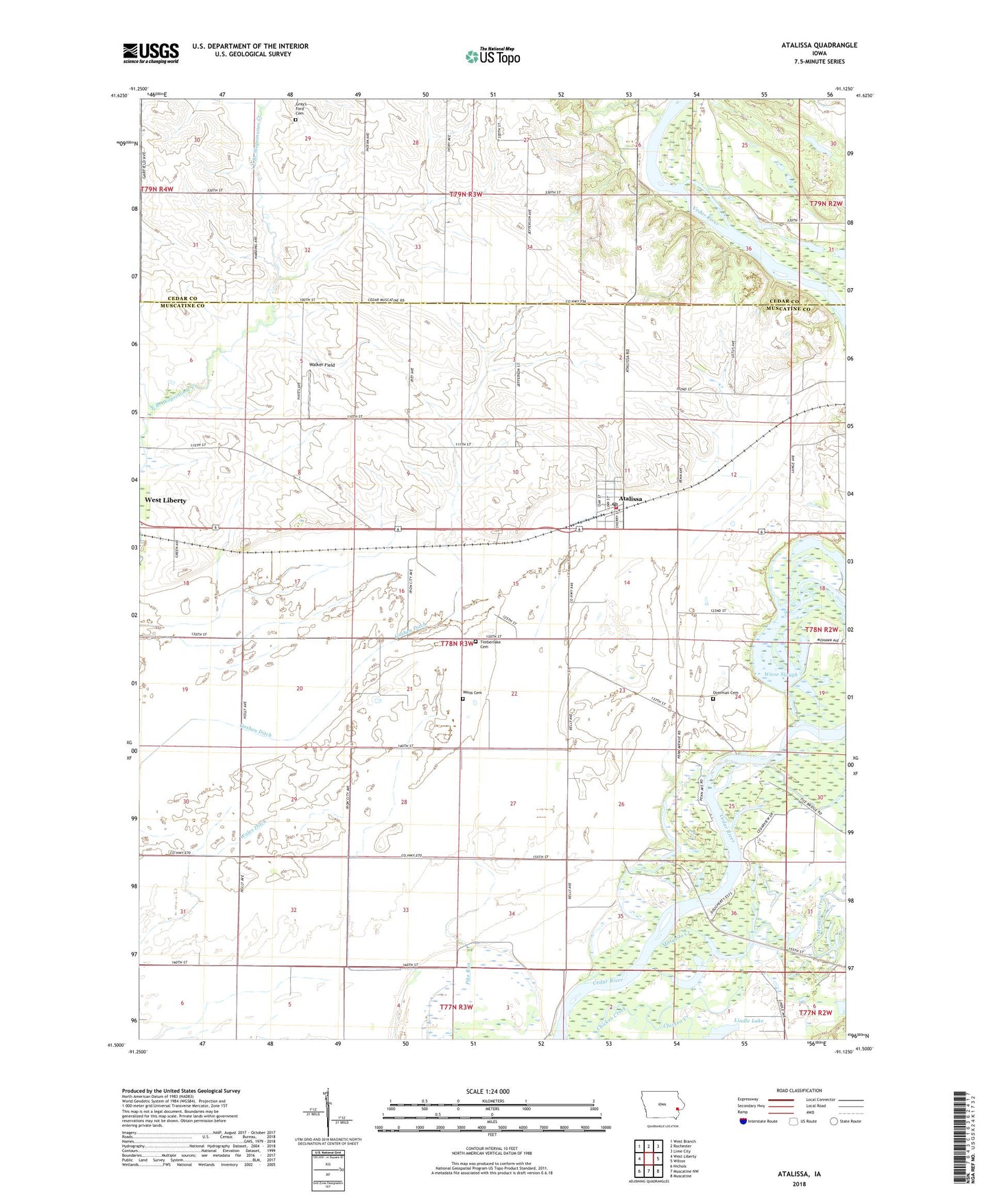Atalissa Iowa US Topo Map Image