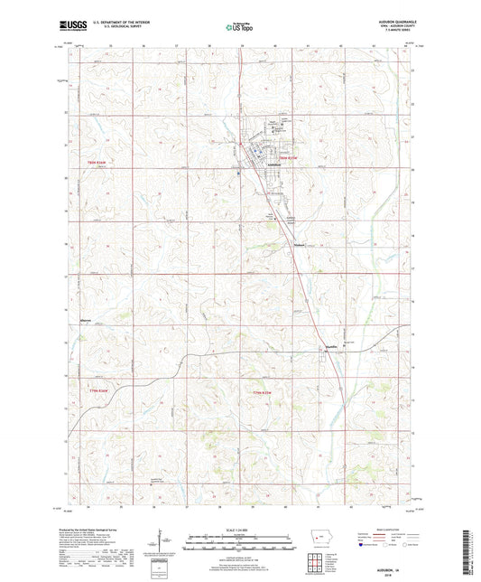 Audubon Iowa US Topo Map Image