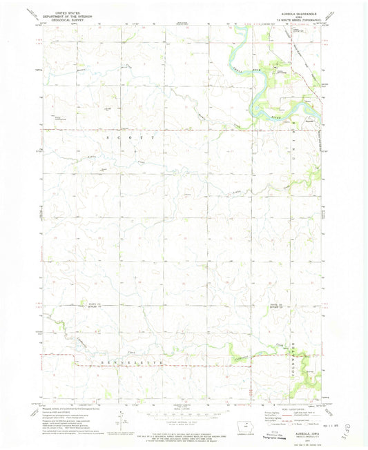 Classic USGS Aureola Iowa 7.5'x7.5' Topo Map Image