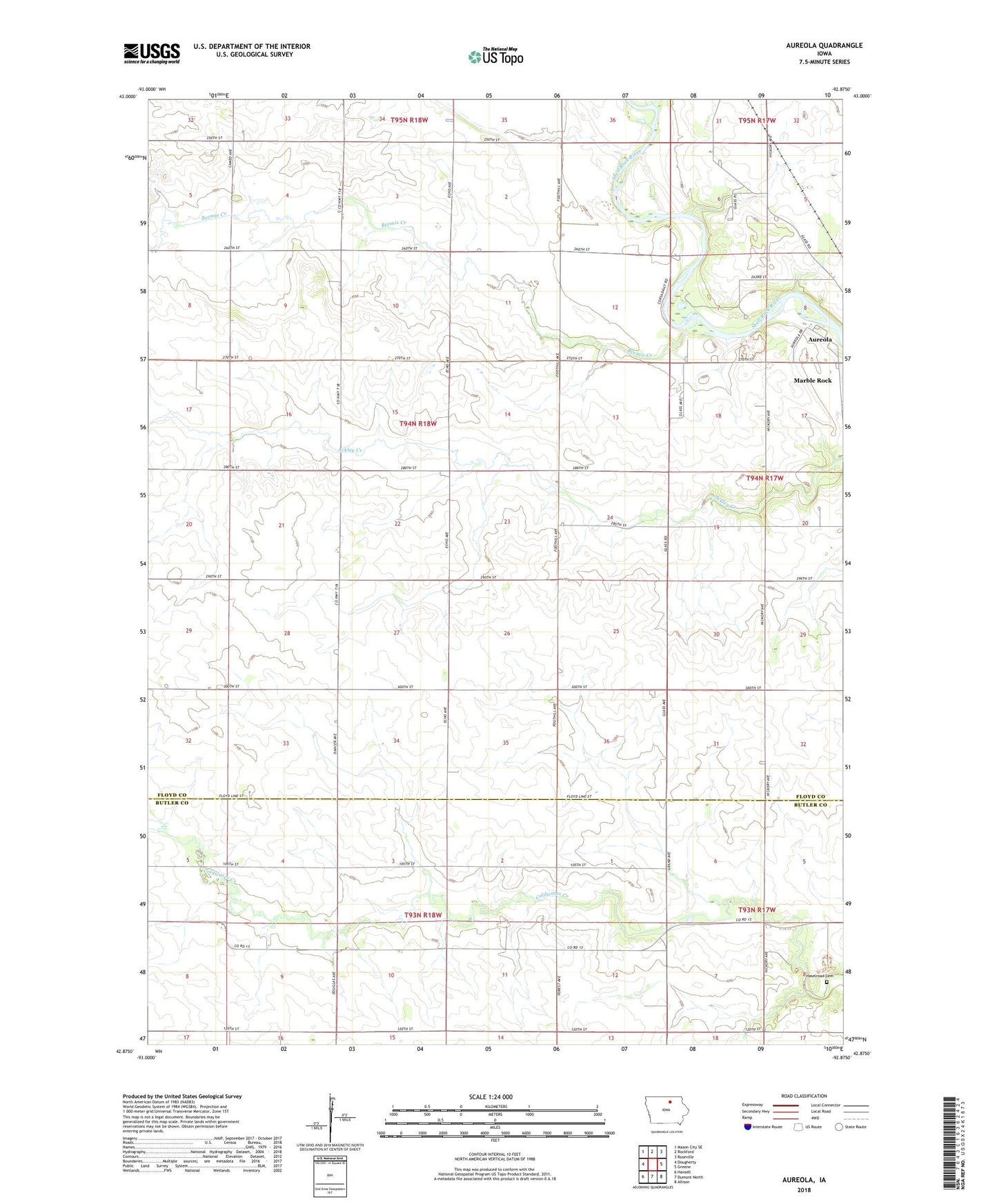 Aureola Iowa US Topo Map Image