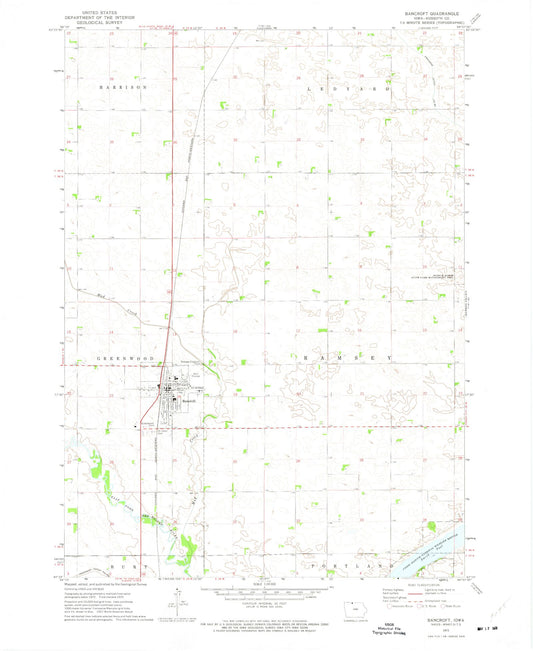 Classic USGS Bancroft Iowa 7.5'x7.5' Topo Map Image