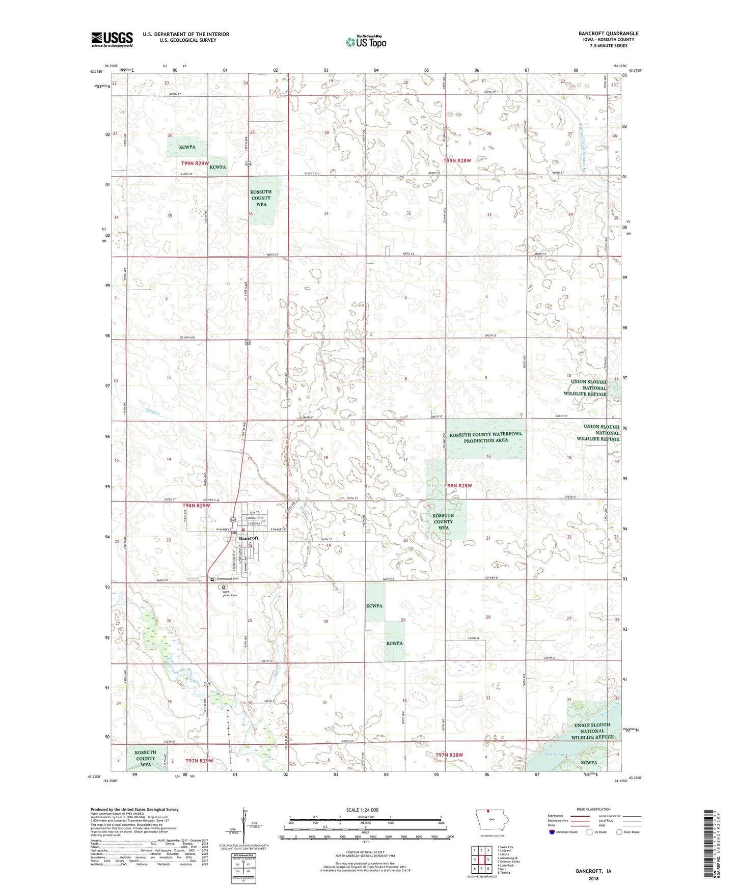 Bancroft Iowa US Topo Map Image