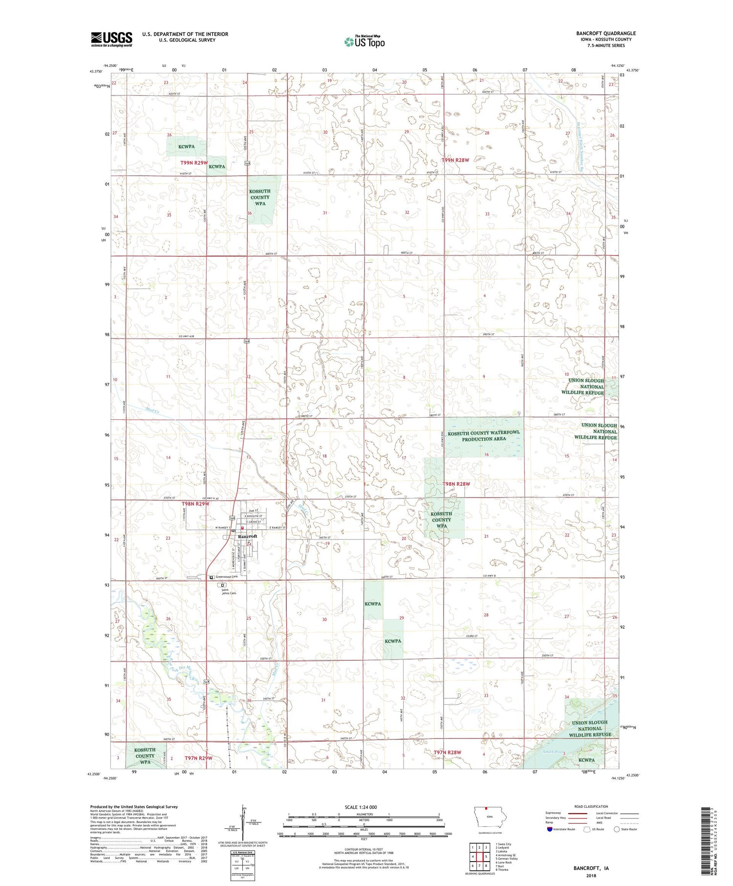 Bancroft Iowa US Topo Map Image