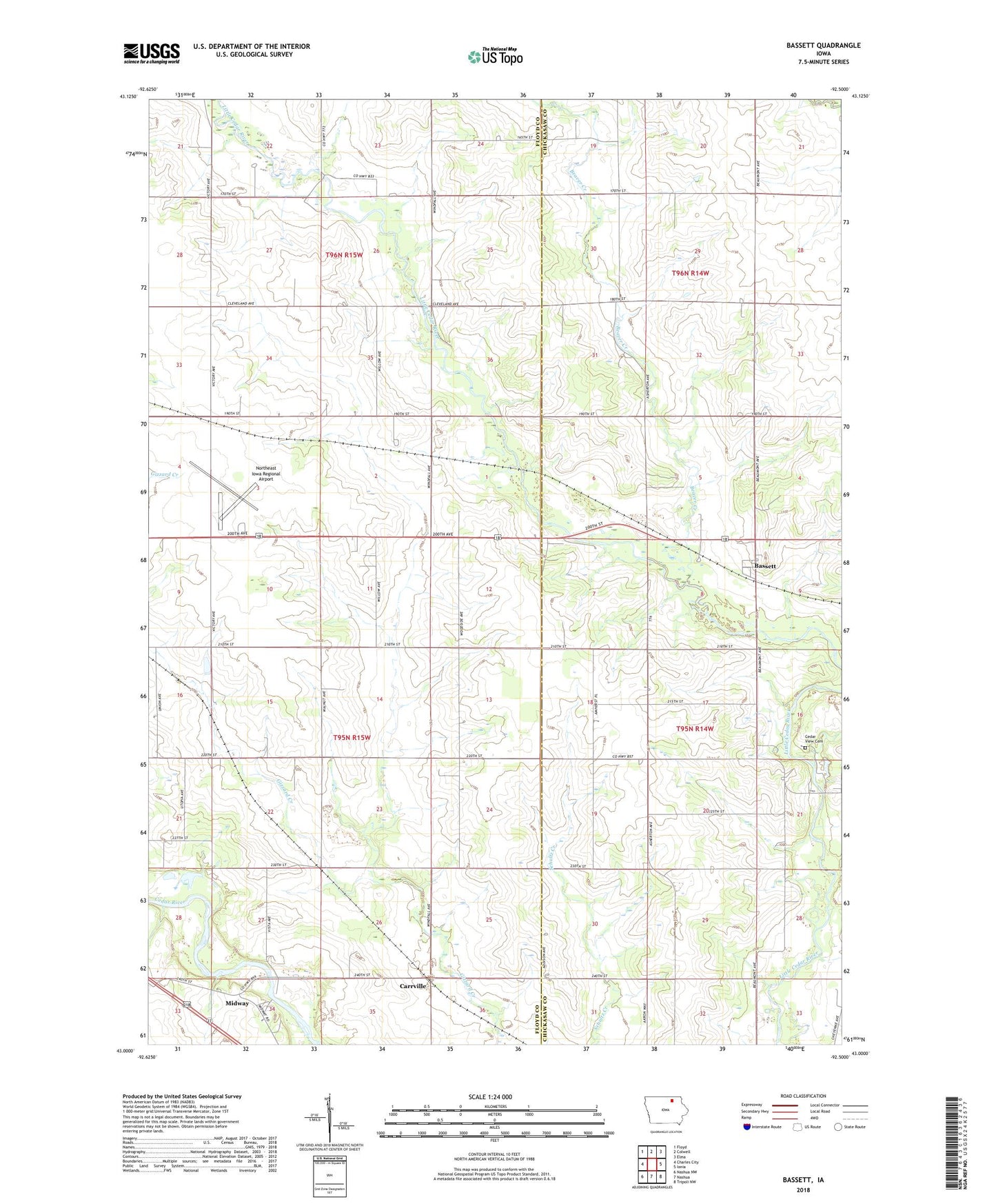 Bassett Iowa US Topo Map Image