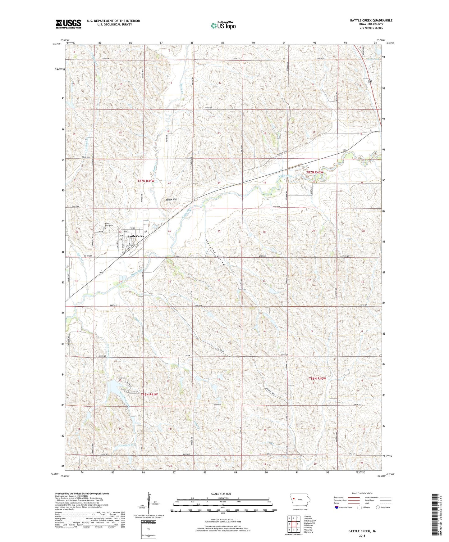 Battle Creek Iowa US Topo Map Image