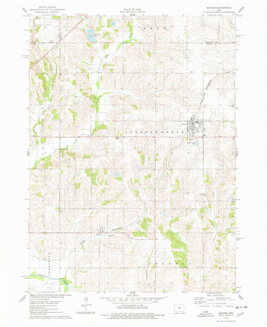 Classic USGS Baxter Iowa 7.5'x7.5' Topo Map Image